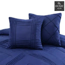 8 Pc's Luxury Bedspread Light Filled Navy