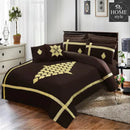 8 PCS Luxury  Duvet Set chocolate with golden Embroidery