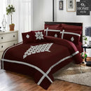 8 PCS Luxury Duvet Set Maroon with Silver Embroidery