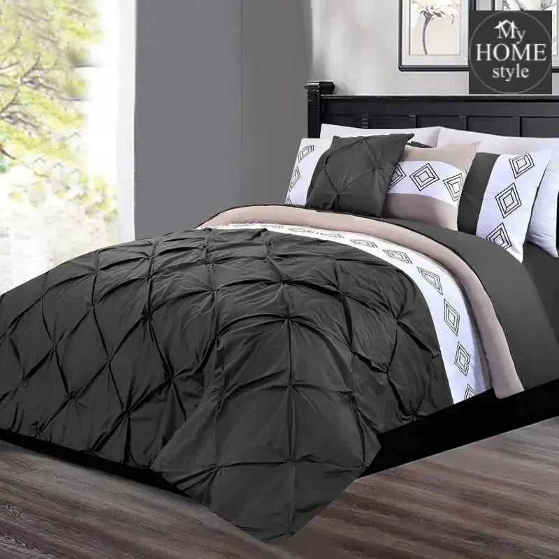 8 Pc's Luxury Embroidered Bedspread Grey With Light Filling