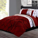 8 Pc's Luxury Embroidered Bedspread Maroon With Light Filling