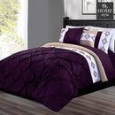8 Pc's Luxury Embroidered Bedspread Purple With Light Filling