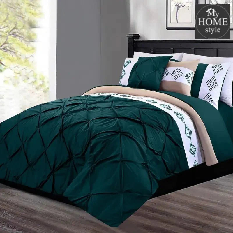 8 Pc's Luxury Embroidered Bedspread Teal With Light Filling