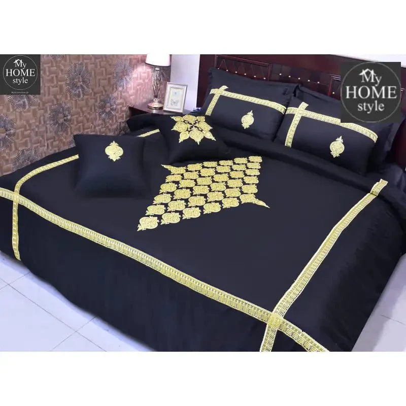 8 PCS Luxury Embroidered Duvet Set Black