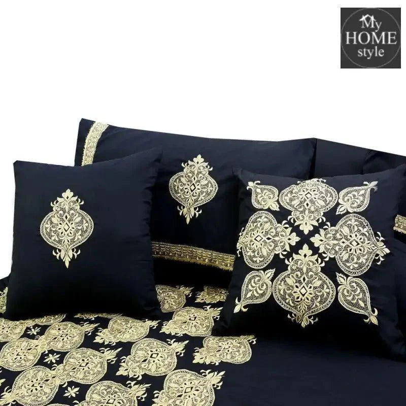 8 PCS Luxury Embroidered Duvet Set Black