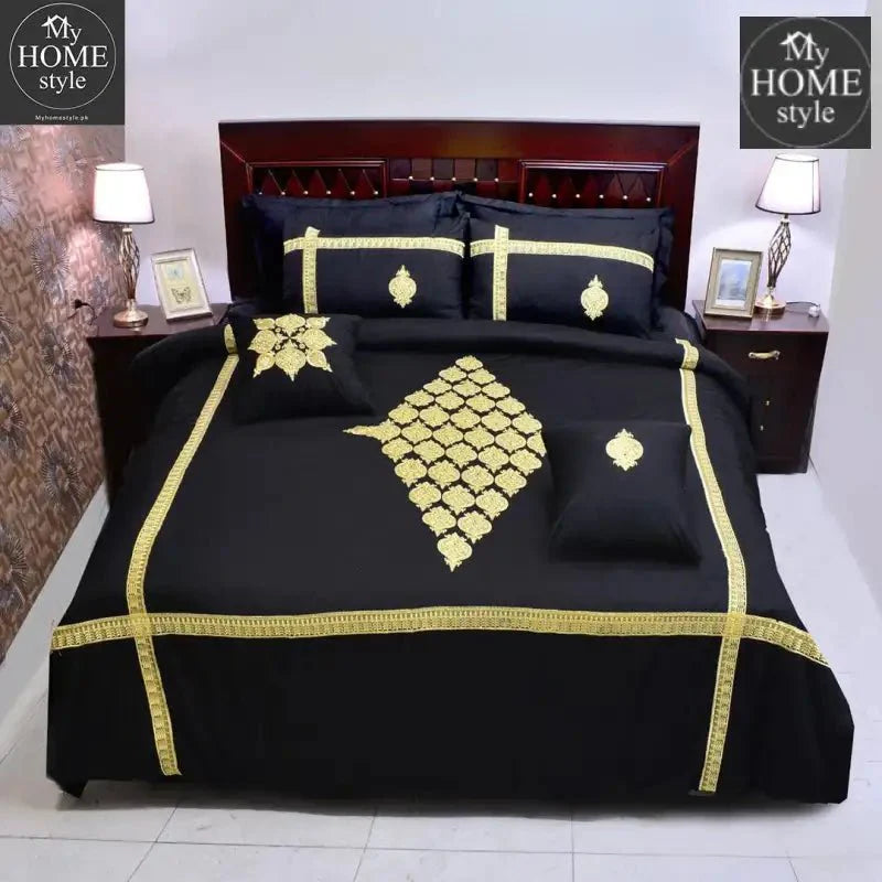 8 PCS Luxury Embroidered Duvet Set Black