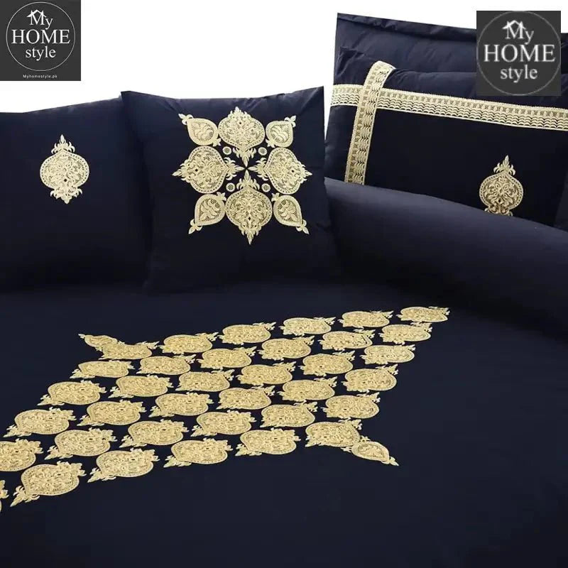 8 PCS Luxury Embroidered Duvet Set Black