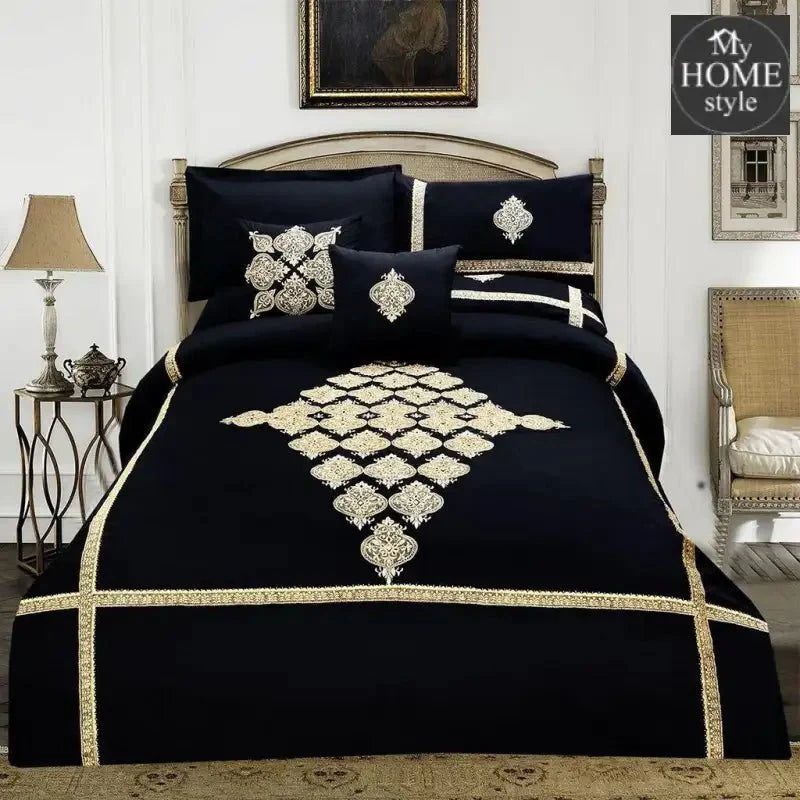 8 PCS Luxury Embroidered Duvet Set Black