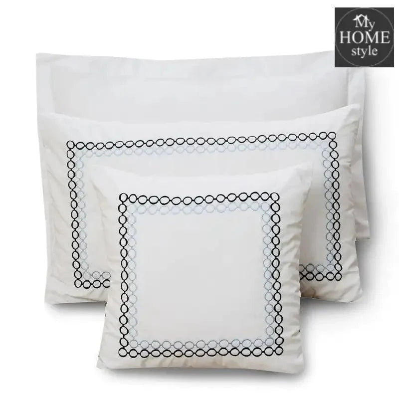 8 PCS LUXURY EMBROIDERED DUVET SET WHITE LED