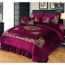 8 PCS LUXURY VELVET DUVET SET SHOCKING PINK