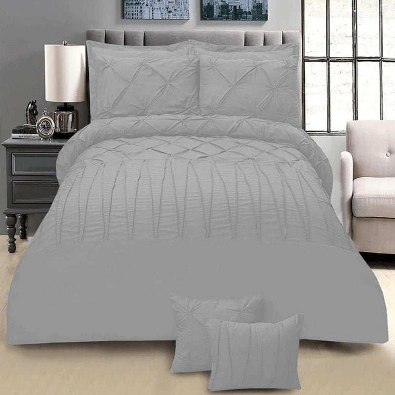 8 PC's Pintuck & Cross Pleated Duvet Set SC