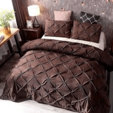 8 Pcs Pintuck Diamond Duvet Set Brown SC