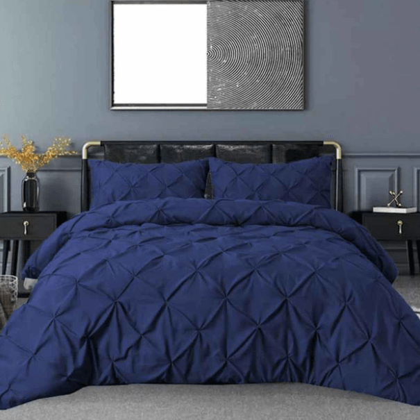8 Pcs Pintuck Diamond Duvet Set navy SC