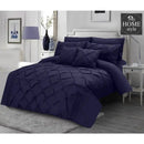 8 Pcs Pintuck Duvet Set With Pleats Navy Blue SC