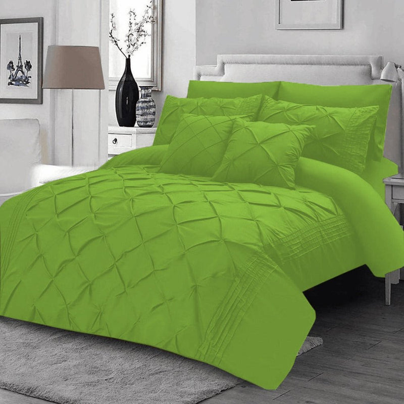 8 Pcs Pintuck Duvet Set With Pleats Parrot Green SC