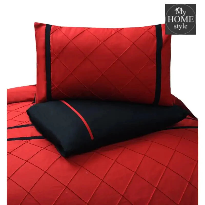 8 Pcs Red & Black Pinch Pleated Duvet Set SC