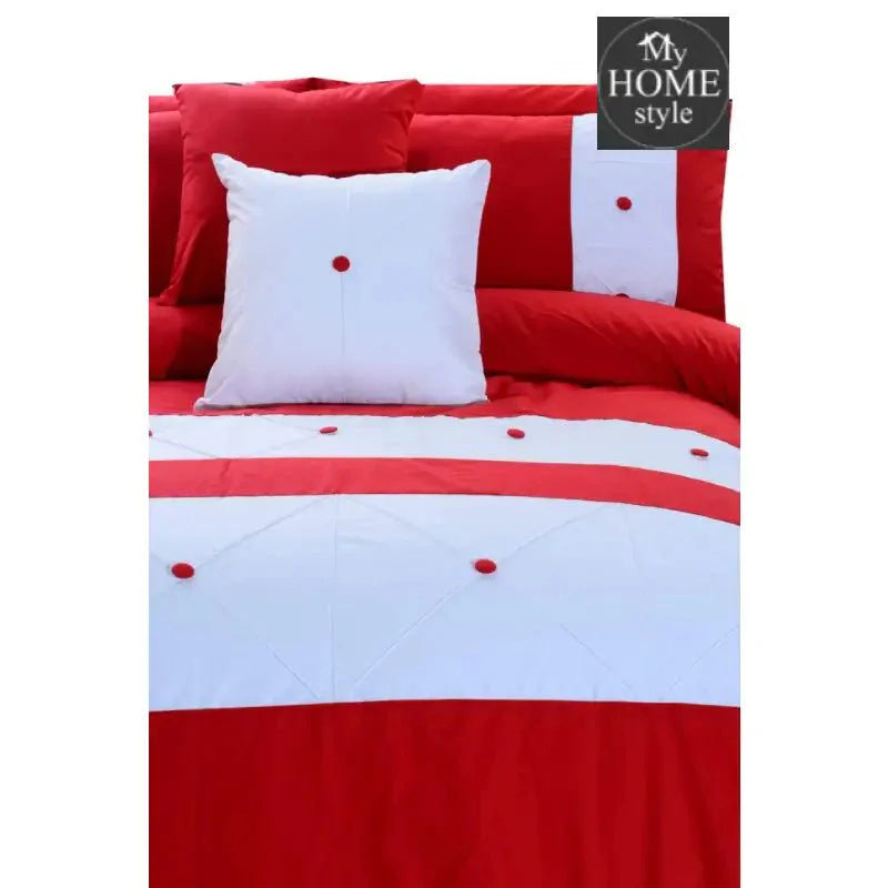8 pcs Red & White Duvet Set