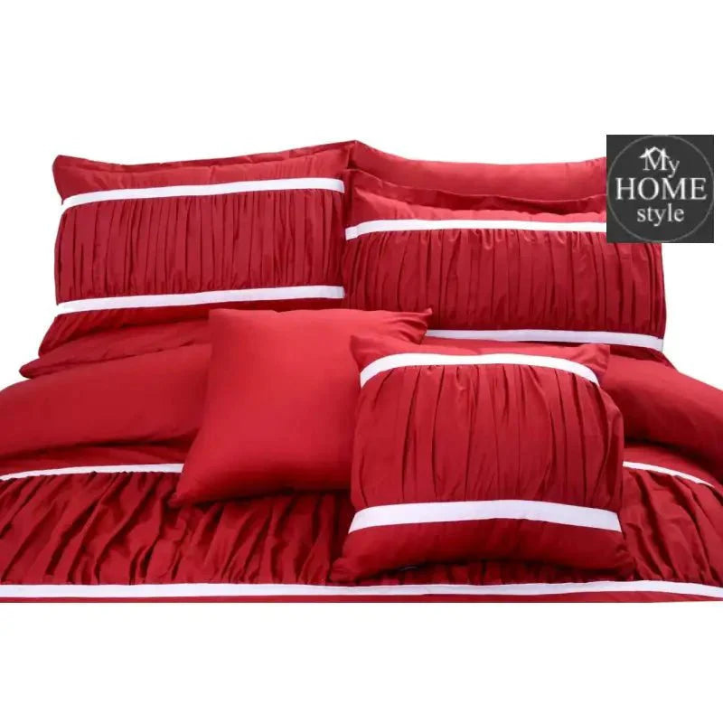 8 Pcs Red & White Ruffled Duvet Set