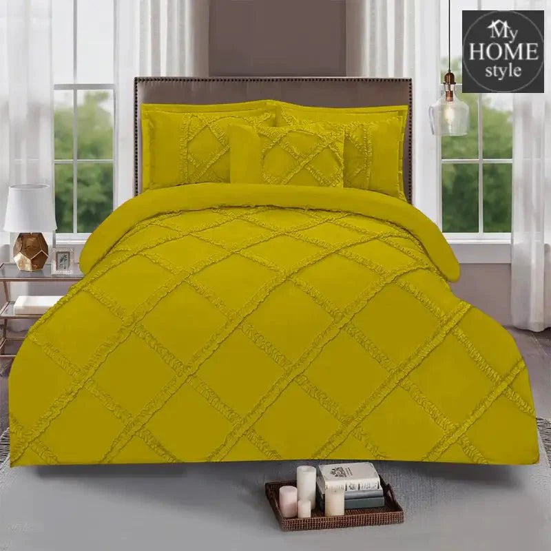 8 Pcs Ruffled Cross Pleated Duvet Set Beige