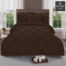8 Pcs Ruffled Cross Pleated Duvet Set Brown