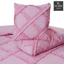 8 Pcs Ruffled Cross Pleated Duvet Set Pink