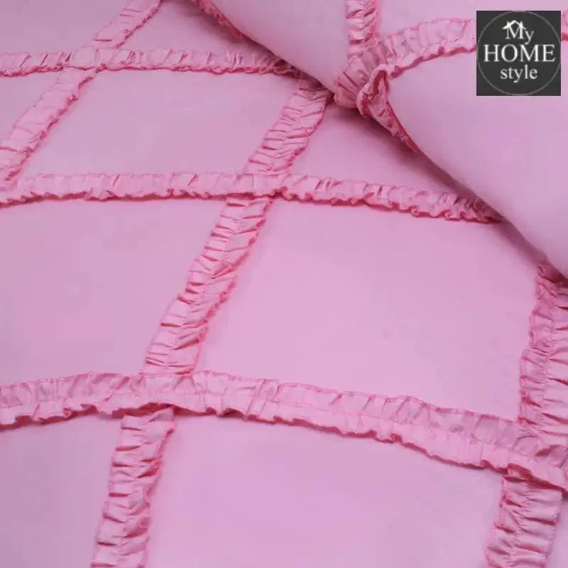 8 Pcs Ruffled Cross Pleated Duvet Set Pink