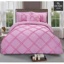 8 Pcs Ruffled Cross Pleated Duvet Set Pink