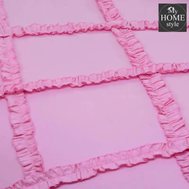 8 Pcs Ruffled Cross Pleated Duvet Set Pink