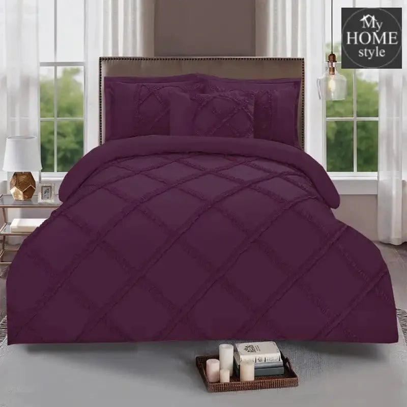 8 Pcs Ruffled Cross Pleated Duvet Set Violet
