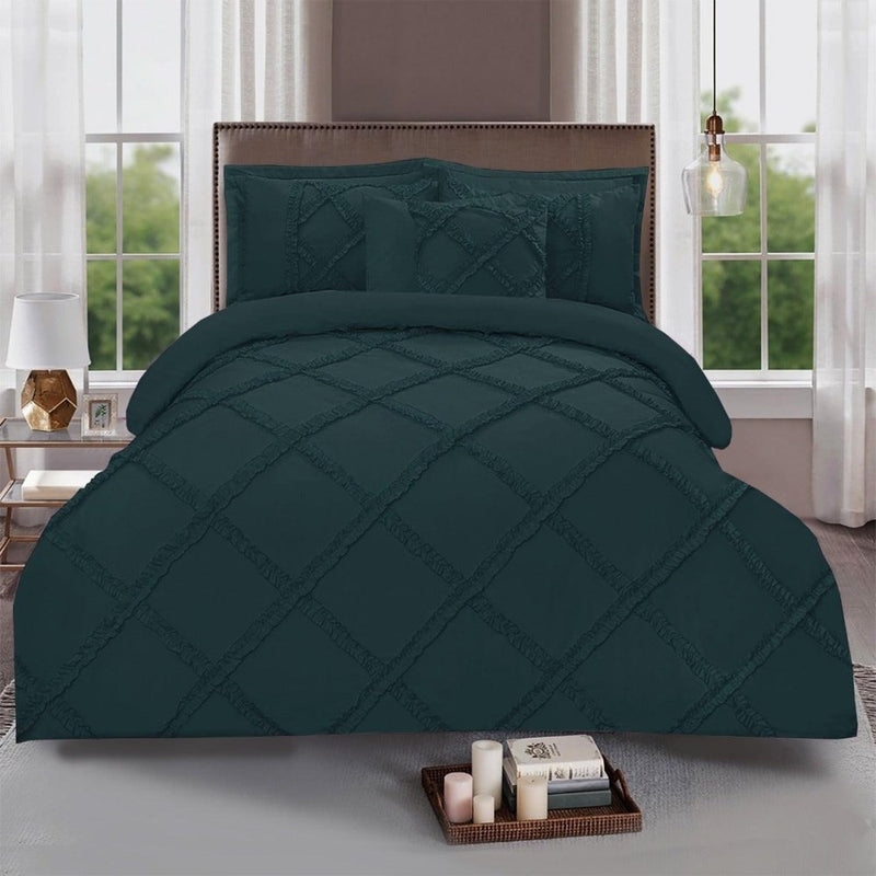 8 Pc's Ruffled Cross Pleated Duvet Set Zink SC