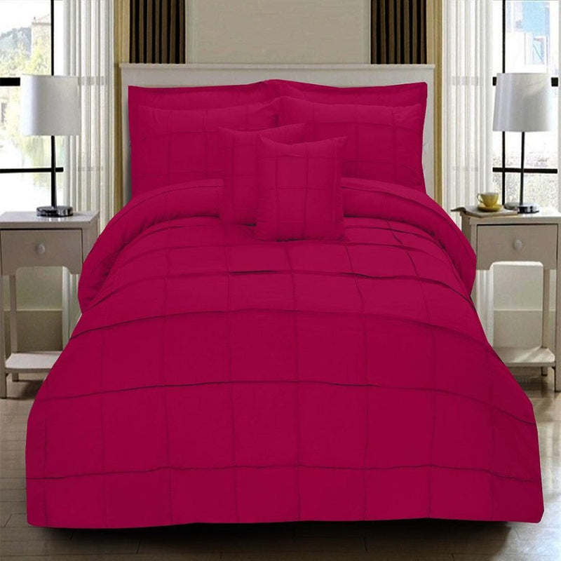 8 Pcs Square Pleated Duvet Set - Fuchsia