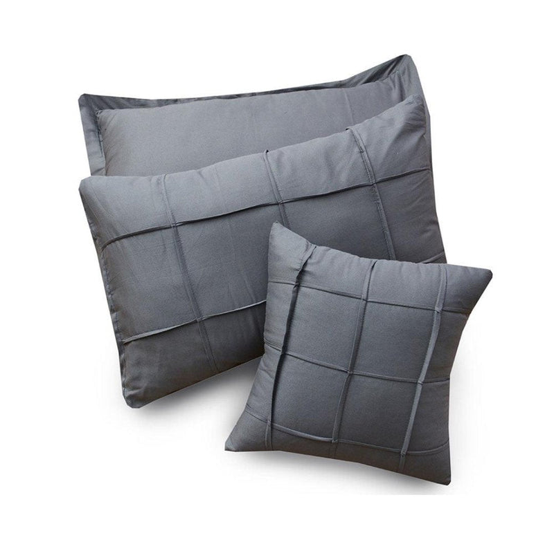 8 Pcs Square Pleated Duvet Set - Grey SC