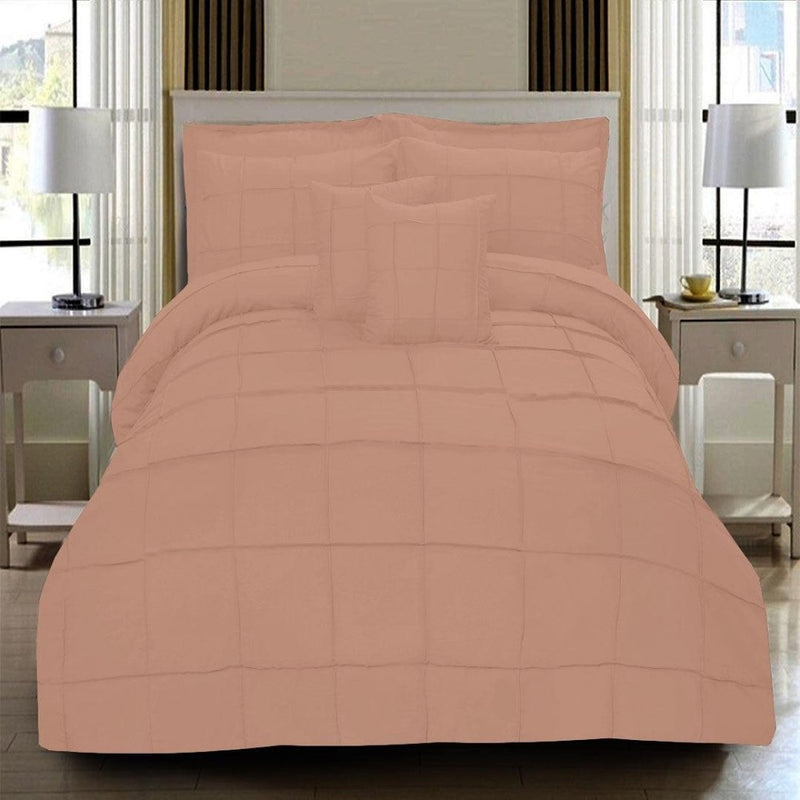 8 Pcs Square Pleated Duvet Set - Light Peach