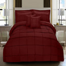8 Pcs Square Pleated Duvet Set - Maroon