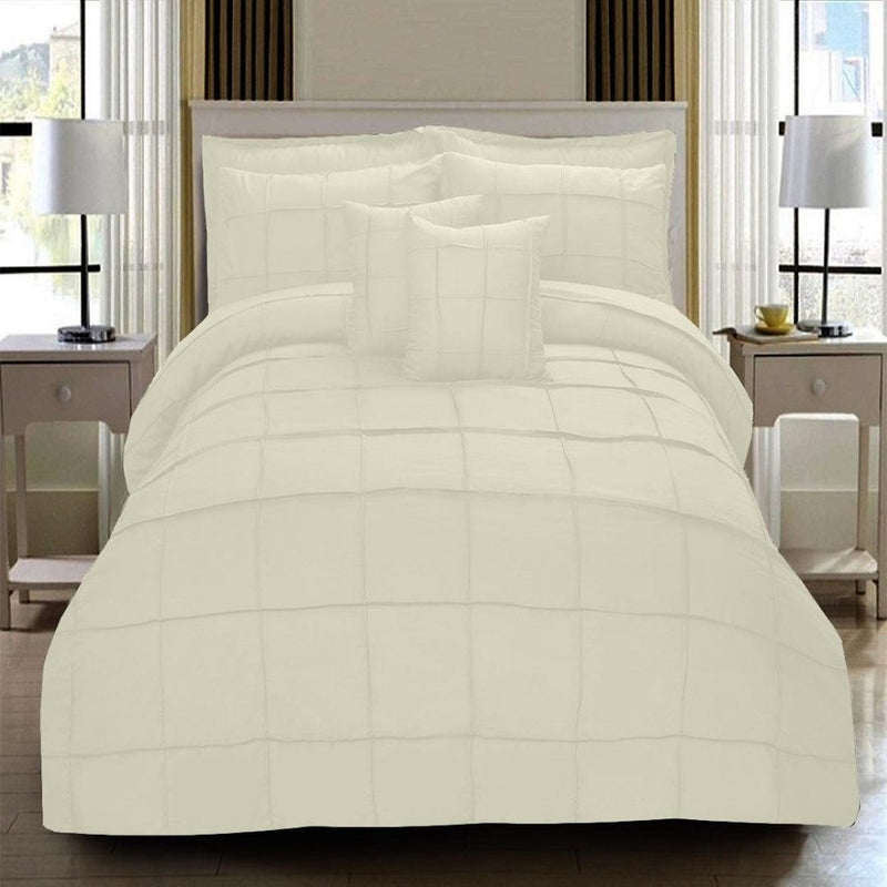 8 Pcs Square Pleated Duvet Set - Off White SC