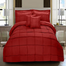 8 Pcs Square Pleated Duvet Set - Red SC