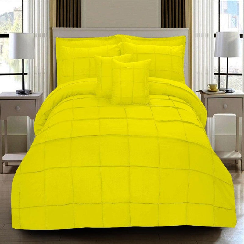 8 Pcs Square Pleated Duvet Set - Yellow SC