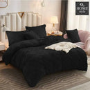 8 PC'S VELVET CROSS PLEATED DUVET SET - BLACK