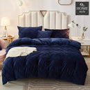 8 PC'S VELVET CROSS PLEATED DUVET SET - BLUE