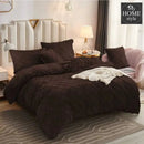 8 PC'S VELVET CROSS PLEATED DUVET SET - BROWN