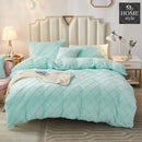 8 Pc's Velvet Cross Pleated Duvet Set - Ferozi