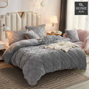 8 PC'S VELVET CROSS PLEATED DUVET SET - GREY