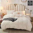 8 PC'S VELVET CROSS PLEATED DUVET SET - OFF WHITE