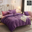 8 Pc's Velvet Cross Pleated Duvet Set - Purple
