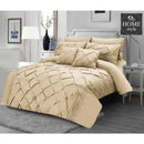 8Pcs Pintuck Duvet Set With Pleats Beige SC