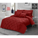 8Pcs Pintuck Duvet Set With Pleats Red