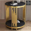 Bedroom Bedside Table, 2-tier Marble Round Coffee Table Hotel Office Living Room Reception Coffee Table Sofa Table