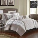 Beige and White Embroided Pleated Duvet Set