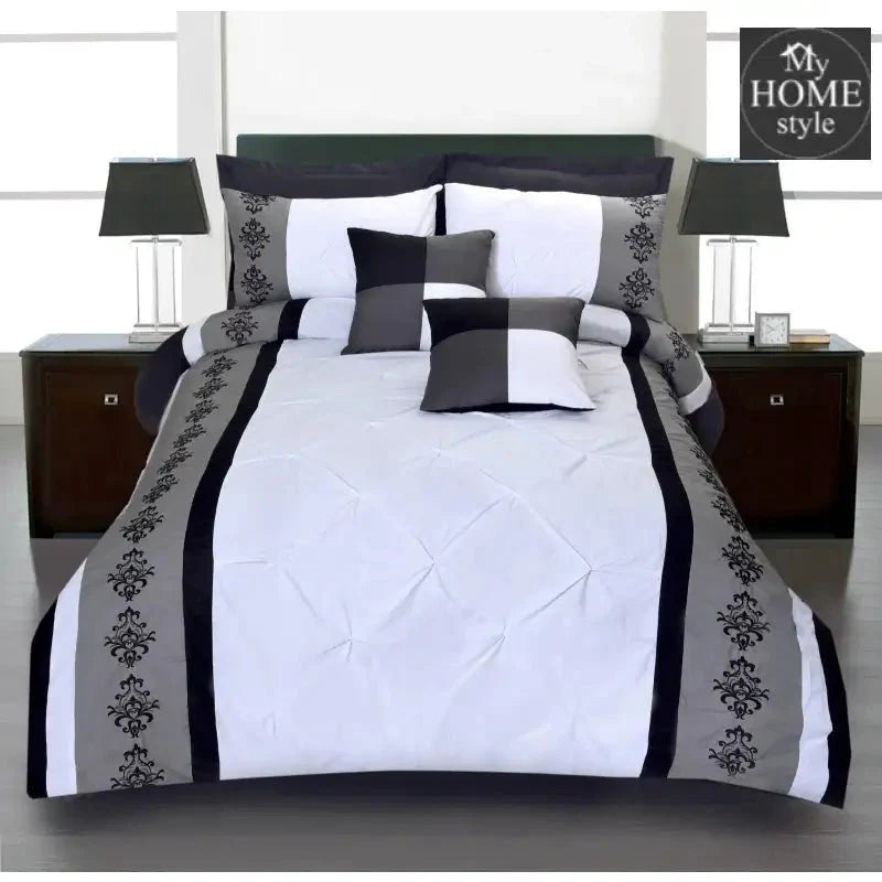 Black and White Embroided Pintuck Duvet Set