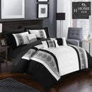 Black and White Embroided Pleated Duvet Set